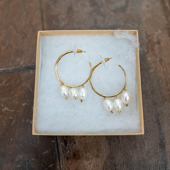 Rebecca Minkoff x Stella & Dot Pearl Hoop Earring - Picture 2 of 6